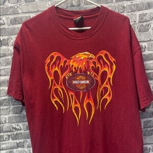 Harley-Davidson Maroon Tee with Fiery Eagle Graphic‎